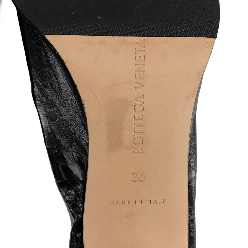 【美品】  BOTTEGA VENETA / ボッテガヴェネタ | レザー スクエアトゥ ヒール サンダル | 35 | ブラック | レディース