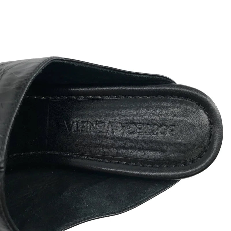 【美品】  BOTTEGA VENETA / ボッテガヴェネタ | レザー スクエアトゥ ヒール サンダル | 35 | ブラック | レディース