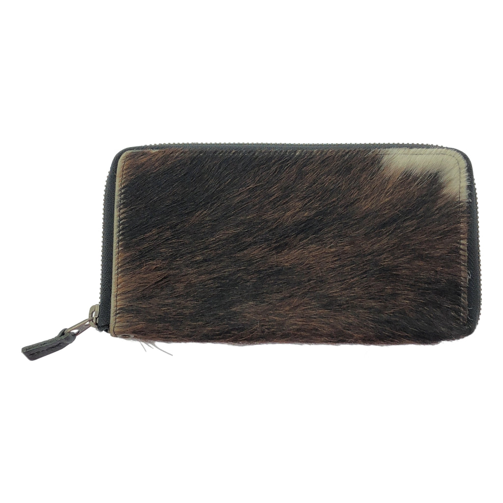 【美品】  Y's / ワイズヨウジヤマモト | ハラコ レザー チェーン ウォレット 財布 | ダークブラウン | レディース