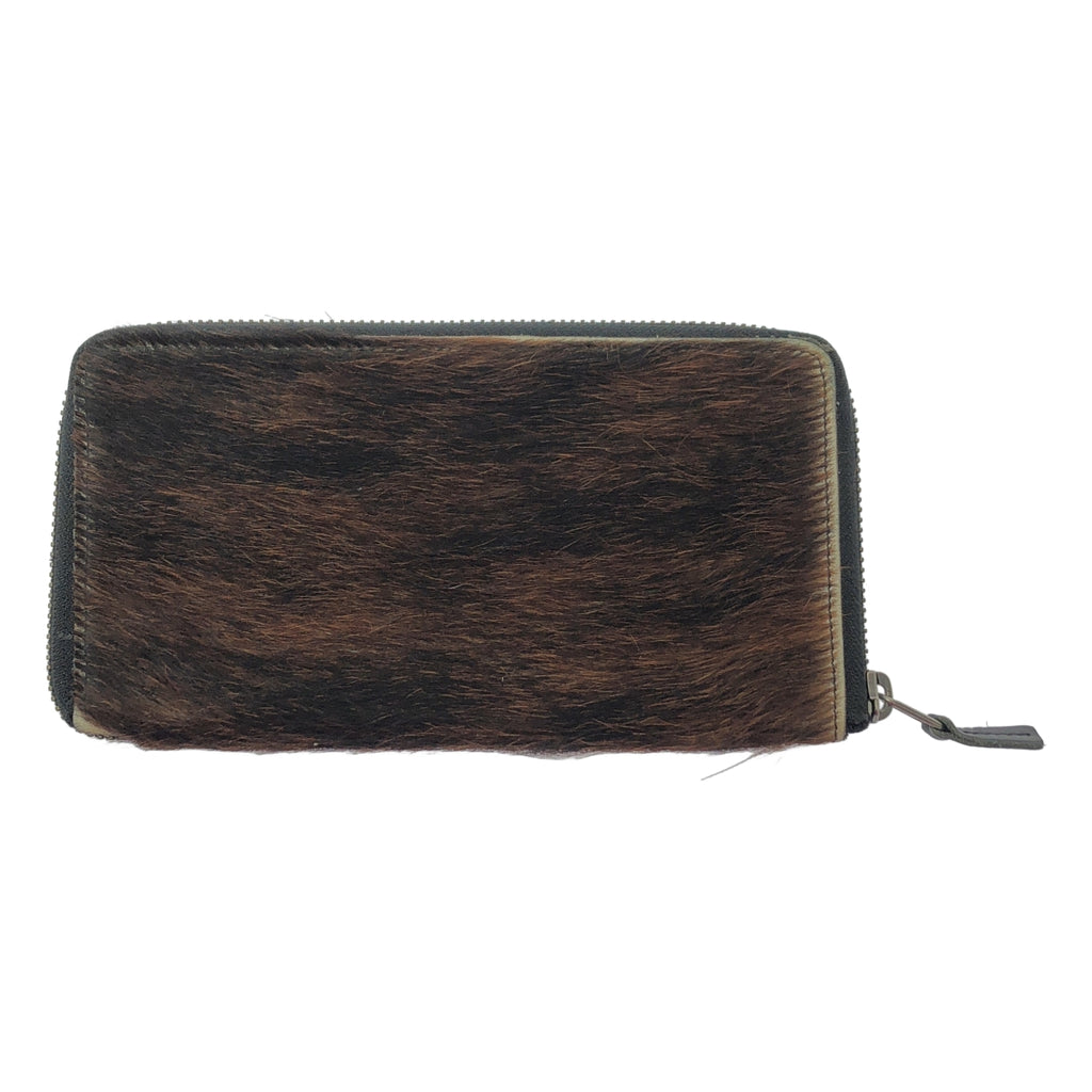 【美品】  Y's / ワイズヨウジヤマモト | ハラコ レザー チェーン ウォレット 財布 | ダークブラウン | レディース