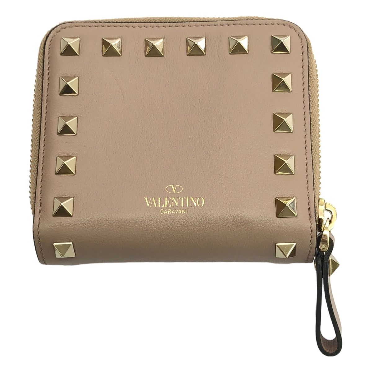 【美品】  VALENTINO GARAVANI / ヴァレンティノガラヴァーニ | スタッズレザーウォレット | UNI | ベージュ | レディース