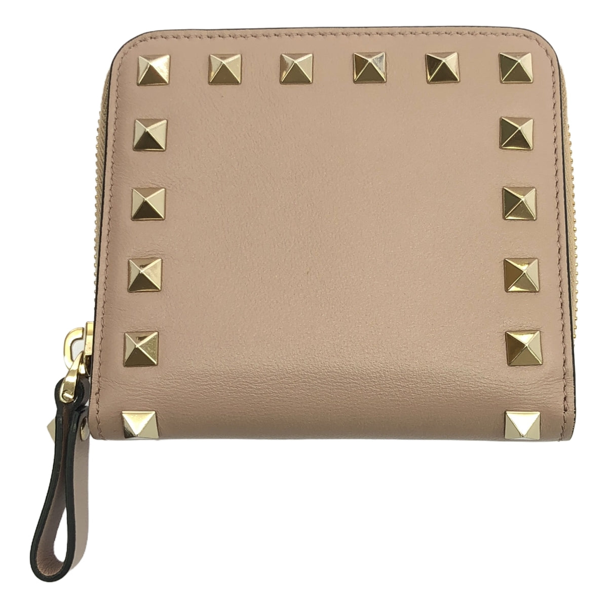 【美品】  VALENTINO GARAVANI / ヴァレンティノガラヴァーニ | スタッズレザーウォレット | UNI | ベージュ | レディース