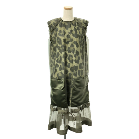 [Good Condition] sacai | 2022SS | Leopard Print Sleeveless Dress | 1 | Khaki | Women's