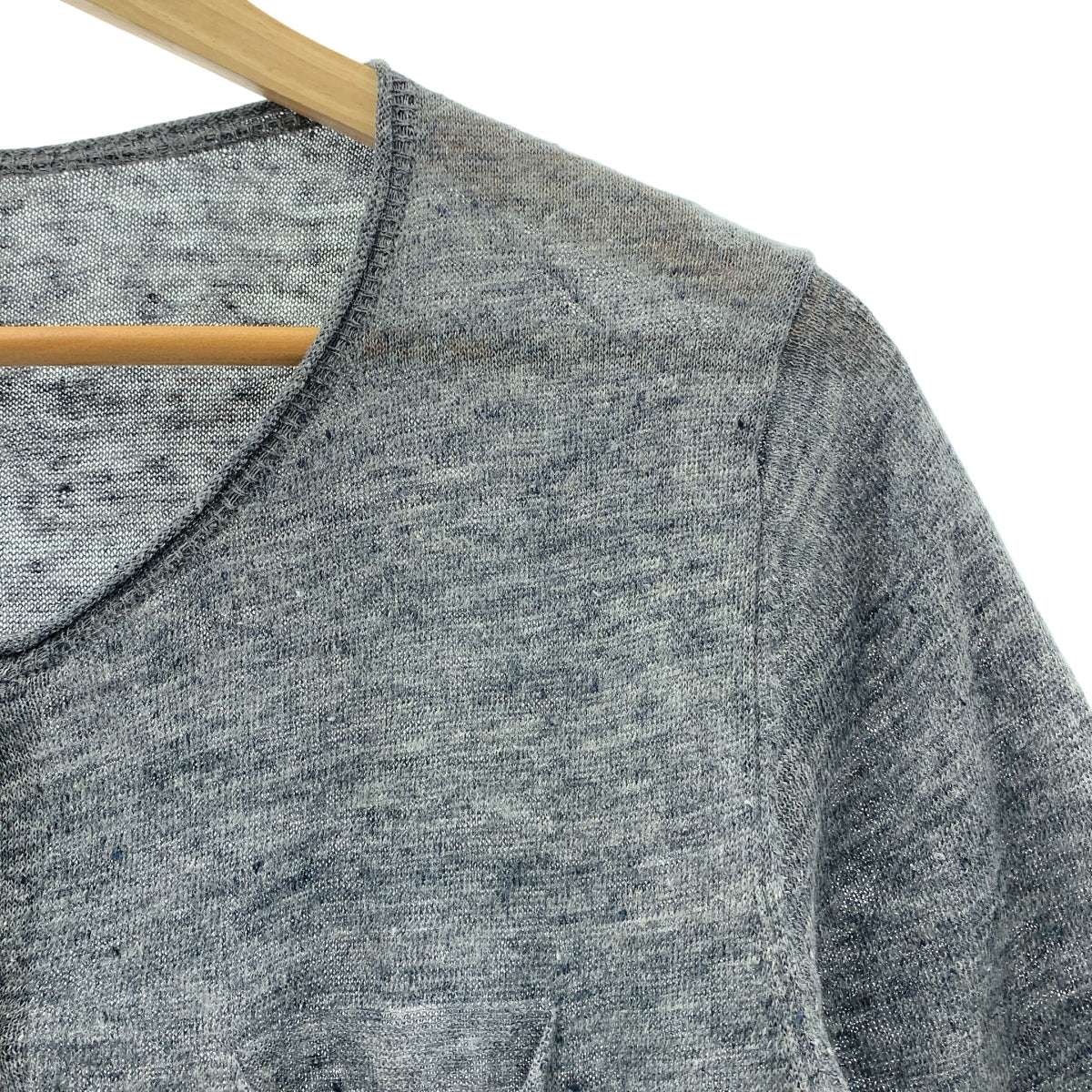 MARGARET HOWELL / マーガレットハウエル | リネン クルーネック 半袖カーディガン | F |