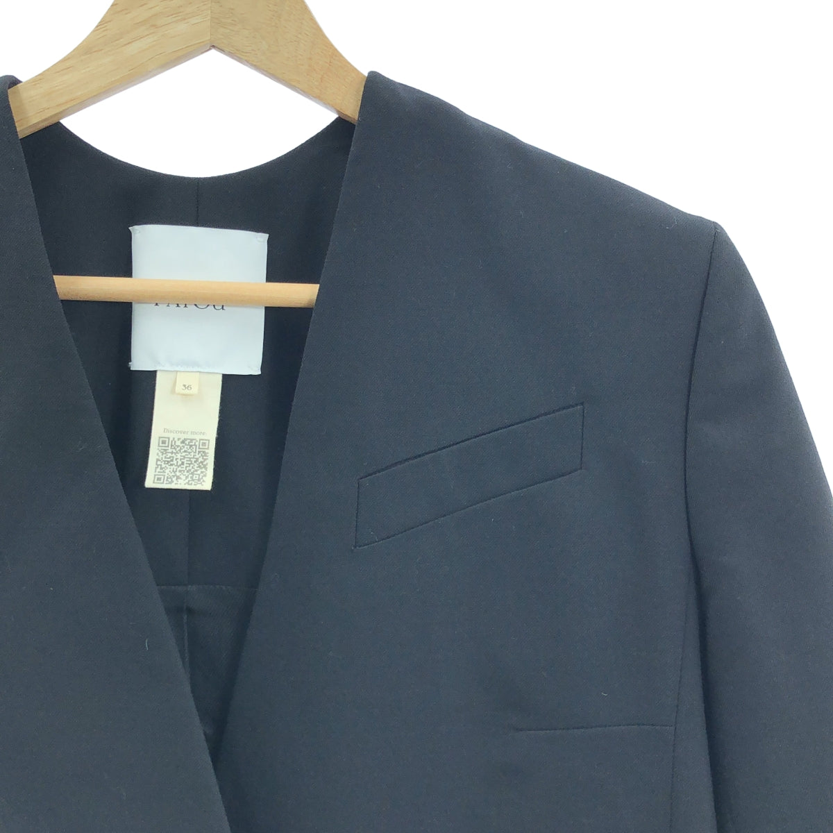 [狀況極佳] PATOU | 金色羈扣無領雙排扣外套 | 全襯裡 | 尺寸 36 | 黑色 | 女款