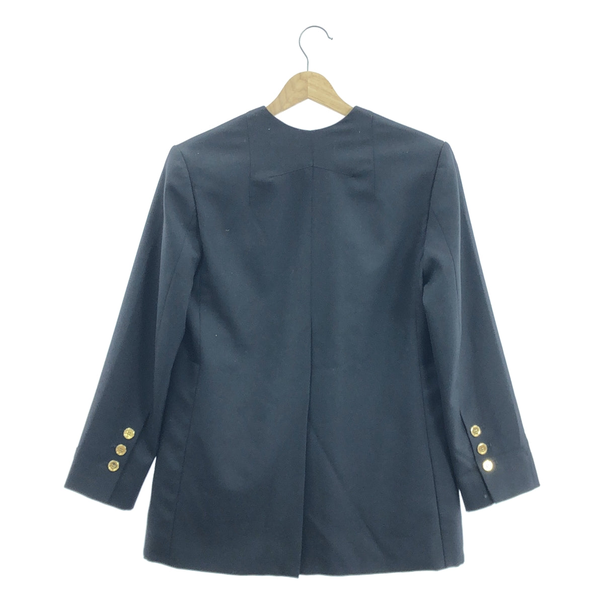 [狀況極佳] PATOU | 金色羈扣無領雙排扣外套 | 全襯裡 | 尺寸 36 | 黑色 | 女款