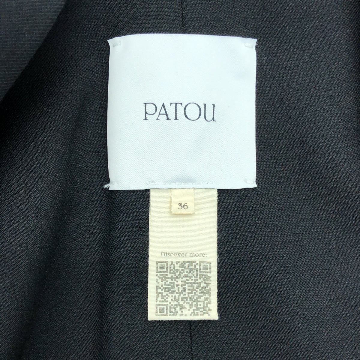 [狀況極佳] PATOU | 金色羈扣無領雙排扣外套 | 全襯裡 | 尺寸 36 | 黑色 | 女款