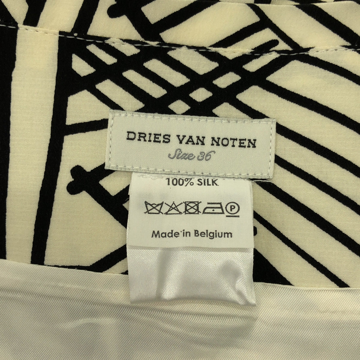 DRIES VAN NOTEN | 100% 絲質 | 絲質印花側邊拉鍊半身裙 | 全襯裡 | 尺寸 36 | 女款