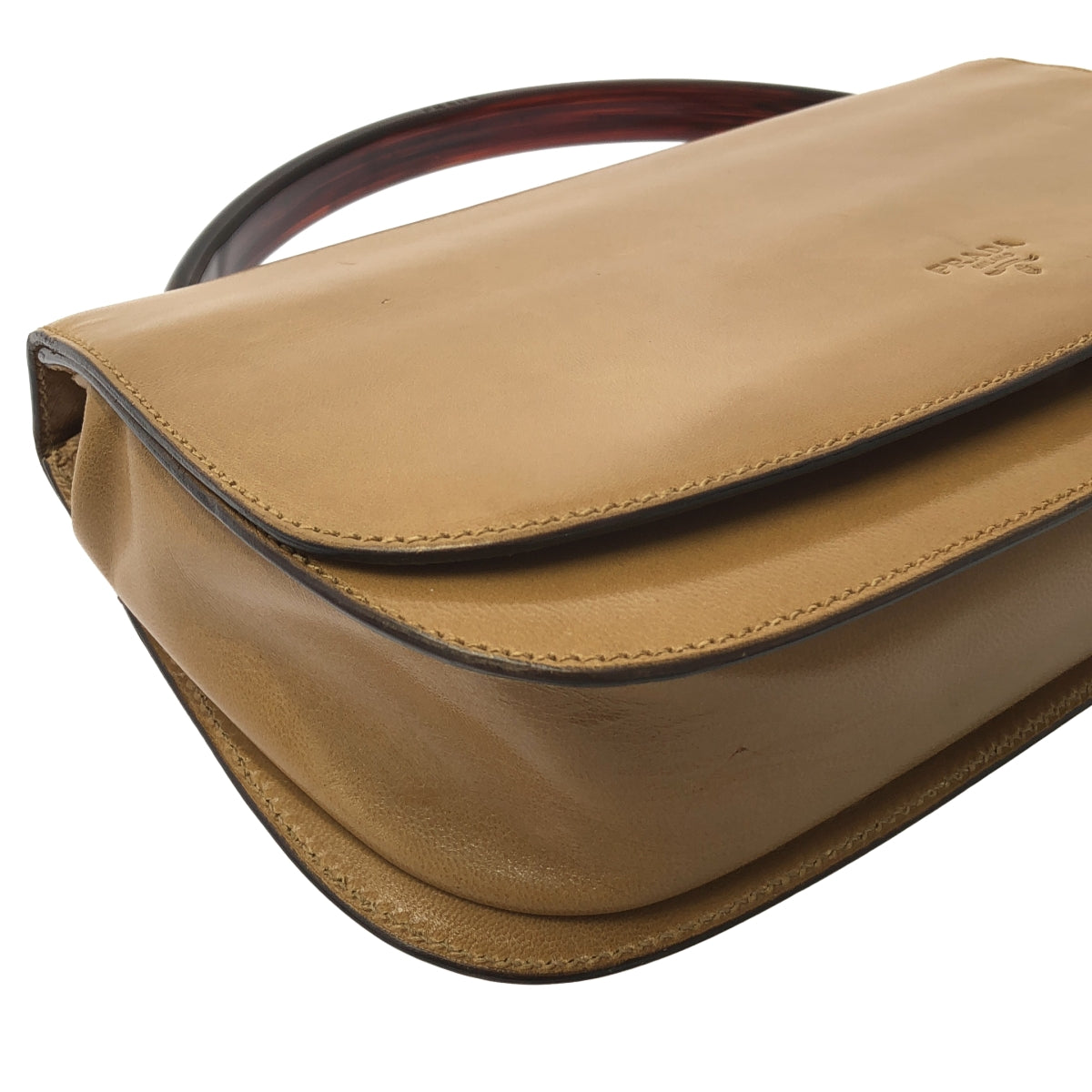 PRADA / 프라다 | MADRAS BACHEL / 가죽 로고 플랩 핸드백 | CAMMELLO | 여성