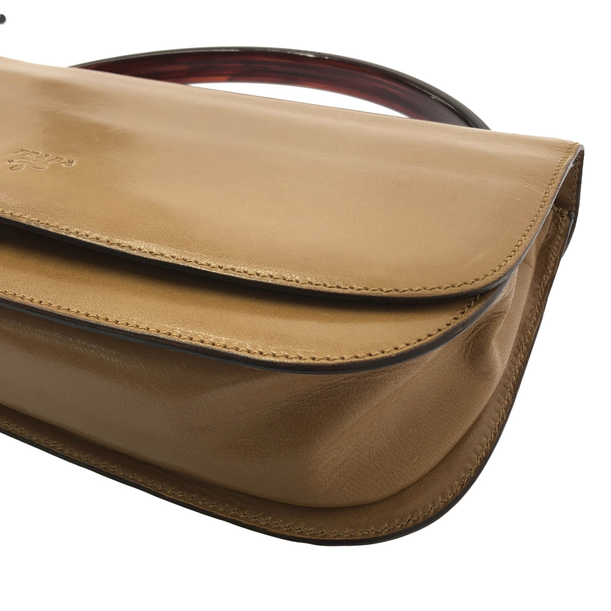 PRADA / 프라다 | MADRAS BACHEL / 가죽 로고 플랩 핸드백 | CAMMELLO | 여성