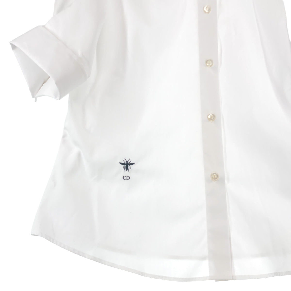 Christian Dior / クリスチャンディオール | 2023SS | Bee刺しゅう パールカフスボタン 半袖シャツ | 36 | レディース