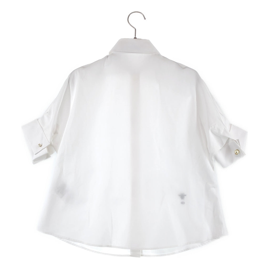 克莉絲汀狄奧 | 2023 春夏系列 | 蜜蜂刺繡珍珠袖扣短袖襯衫 | 尺寸 36 | 女款