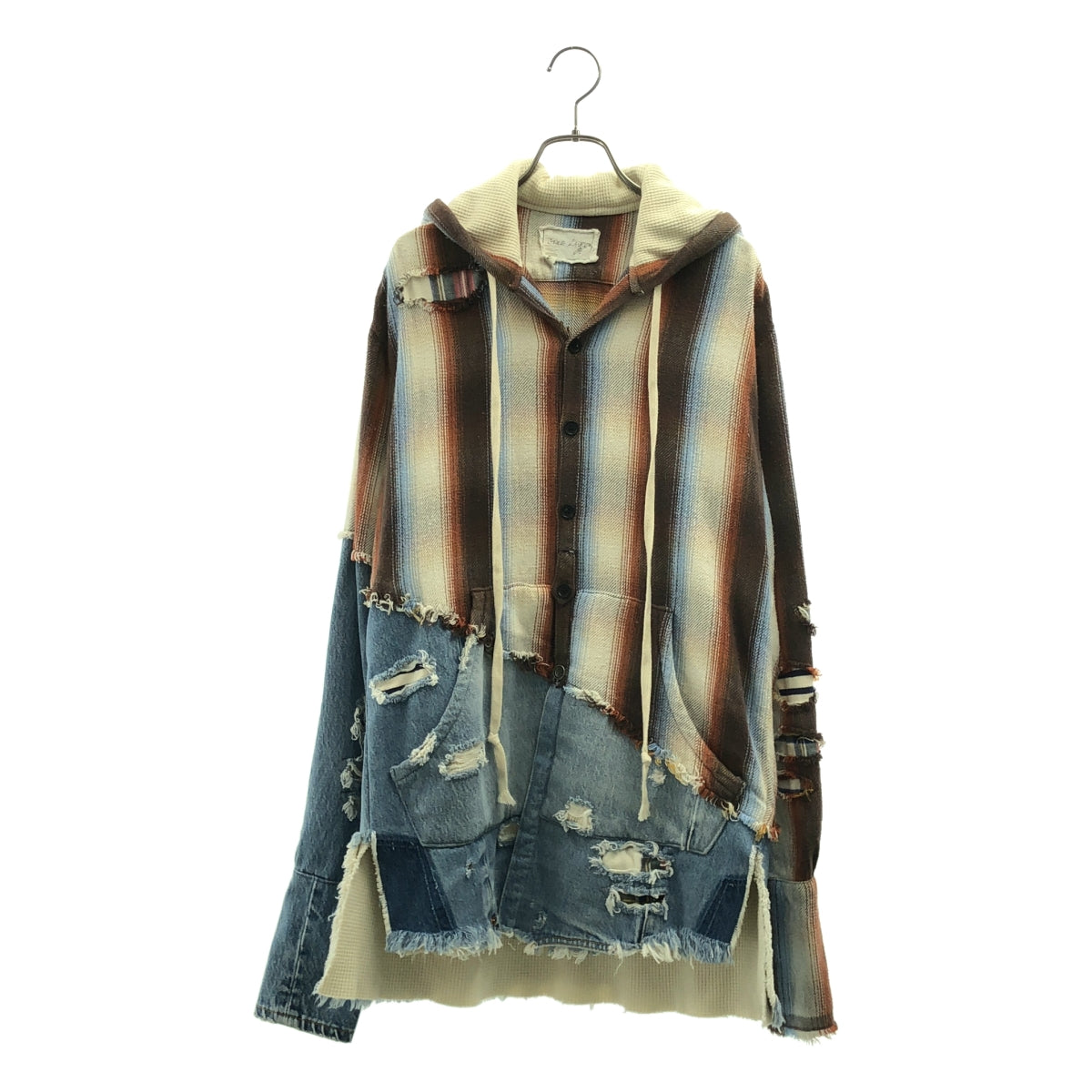 GREG LAUREN / グレッグローレン | 再構築 デニム 切替 フーデッド シャツ | 2 | マルチカラー | メンズ