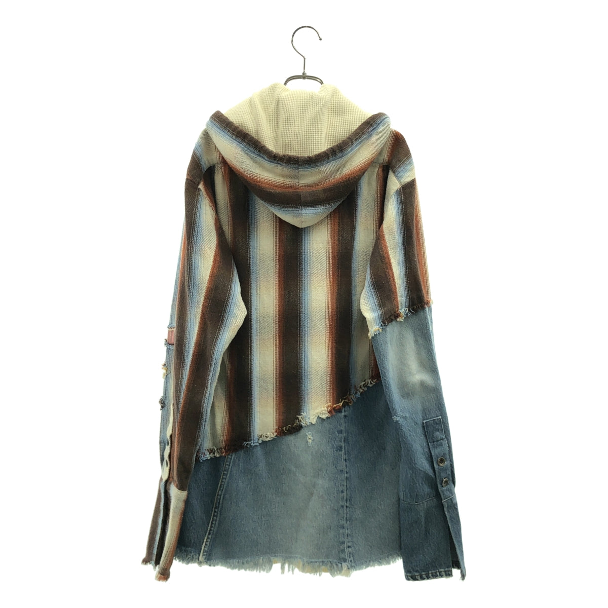 GREG LAUREN / グレッグローレン | 再構築 デニム 切替 フーデッド シャツ | 2 | マルチカラー | メンズ