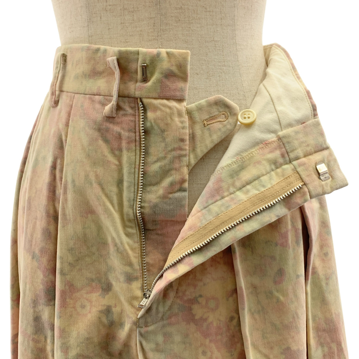 COMME des GARCONS / 컴데 갤슨 | 2004SS/AD2003 | × 무라야마 루리코 '예쁜 덩어리' Excellent Abstract 코튼 몰 스킨 플라워 패턴 플리츠 롱 스커트 | M | 멀티 컬러 | 여성