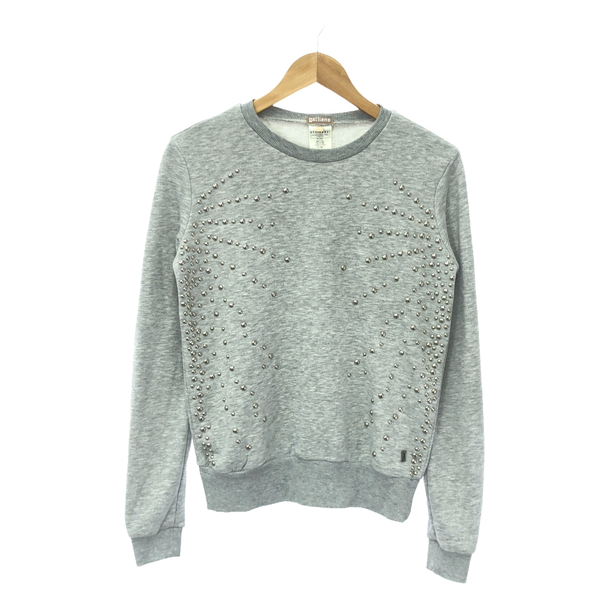 galliano | Studded crew neck sweatshirt pullover | XS | Grey | Women's