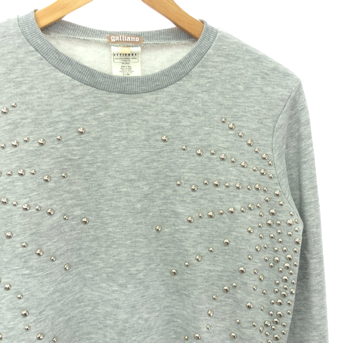 galliano | Studded crew neck sweatshirt pullover | XS | Grey | Women's