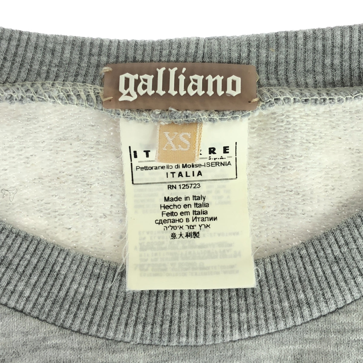 galliano | Studded crew neck sweatshirt pullover | XS | Grey | Women's