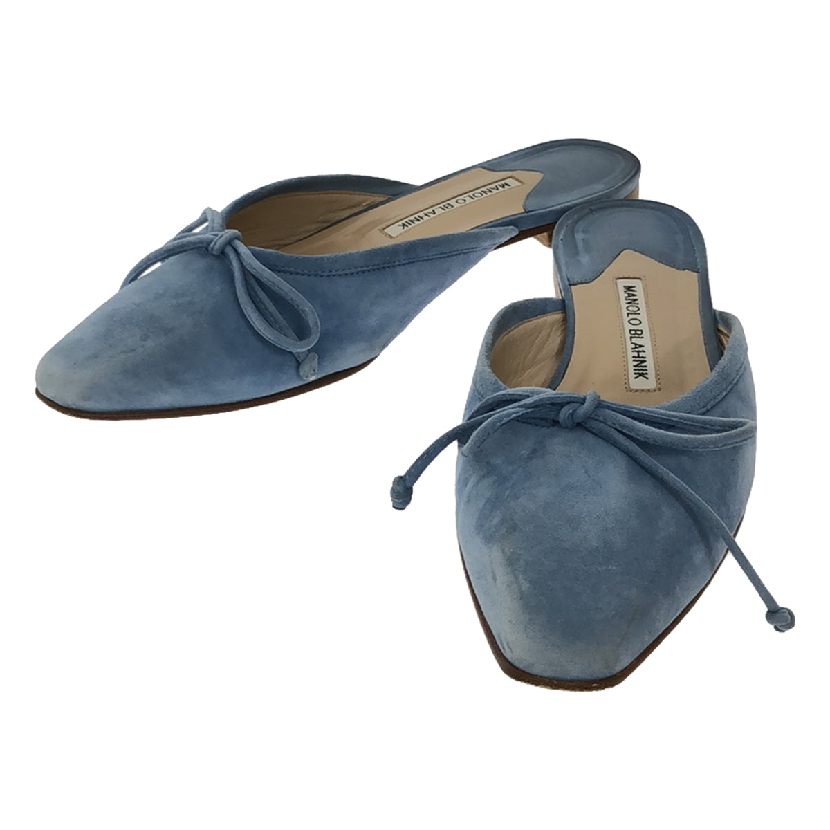 MANOLO BLAHNIK / Manolo Blahnik | BALLERIMU Suede Ribbon Flat Sandals | 38 1/2 | Light Blue | Women's