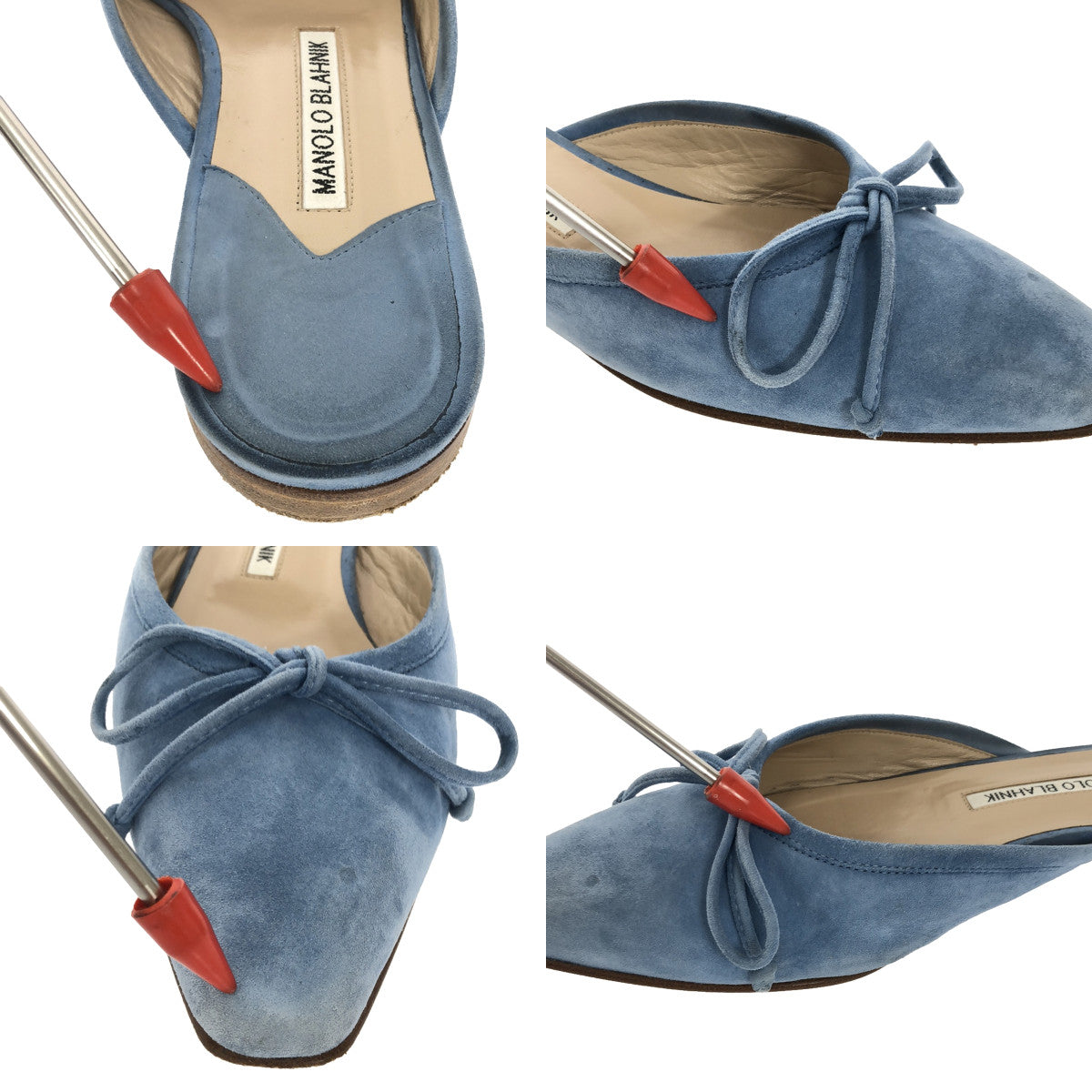 MANOLO BLAHNIK / Manolo Blahnik | BALLERIMU Suede Ribbon Flat Sandals | 38 1/2 | Light Blue | Women's