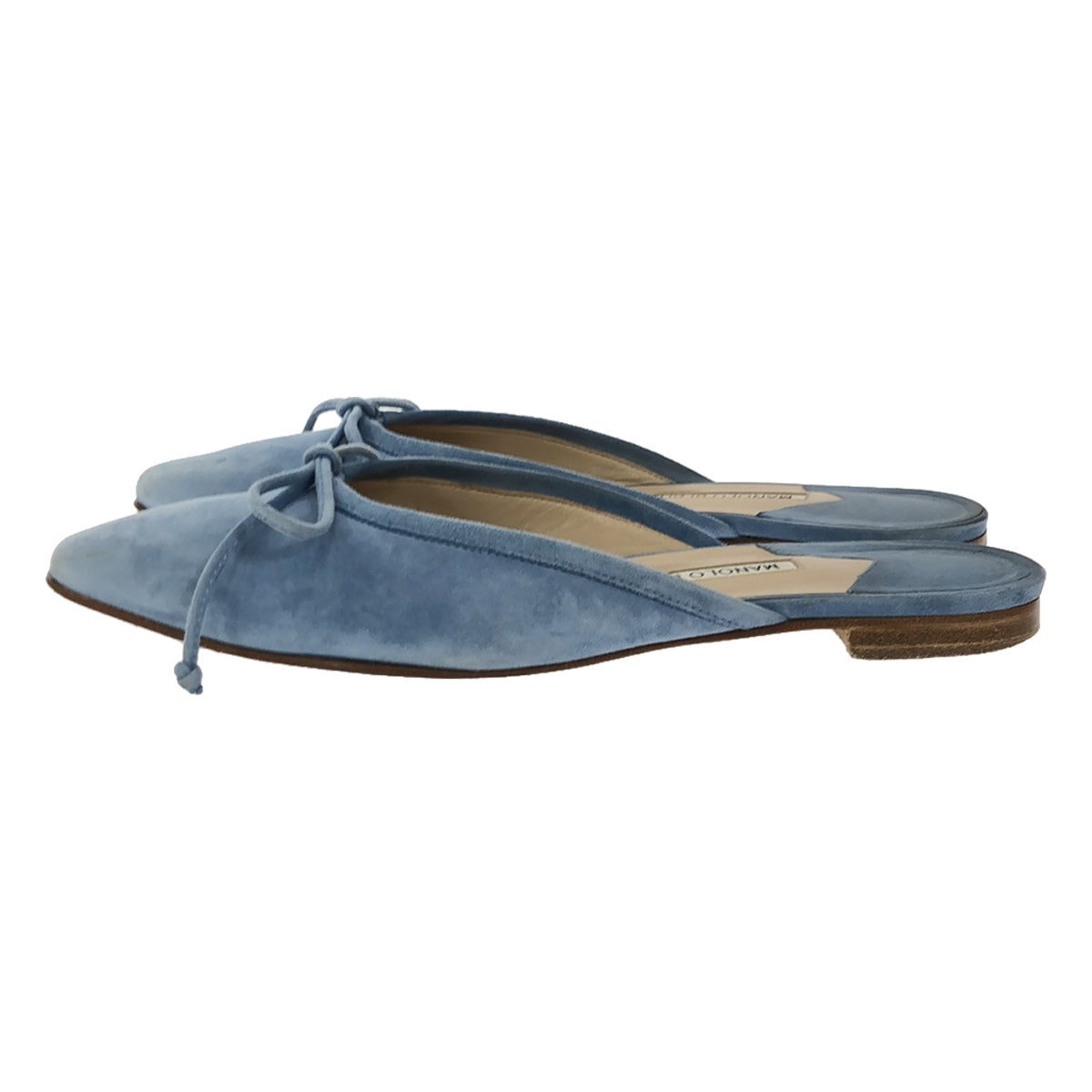 MANOLO BLAHNIK / Manolo Blahnik | BALLERIMU Suede Ribbon Flat Sandals | 38 1/2 | Light Blue | Women's