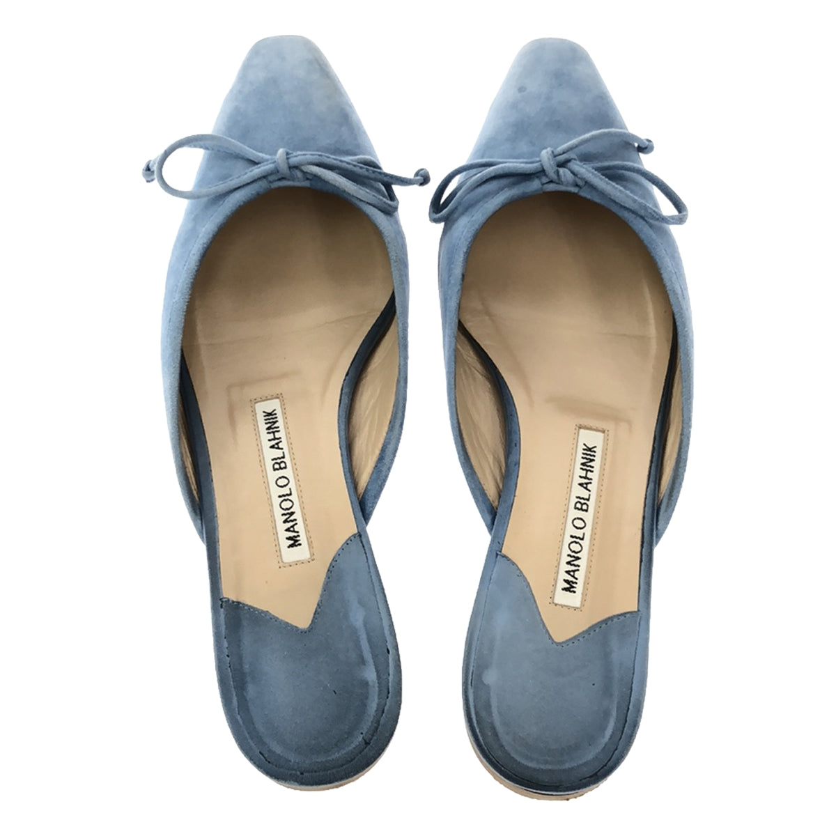 MANOLO BLAHNIK / Manolo Blahnik | BALLERIMU Suede Ribbon Flat Sandals | 38 1/2 | Light Blue | Women's