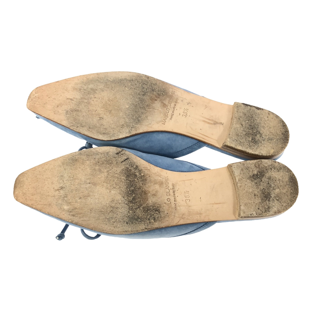 MANOLO BLAHNIK / Manolo Blahnik | BALLERIMU Suede Ribbon Flat Sandals | 38 1/2 | Light Blue | Women's