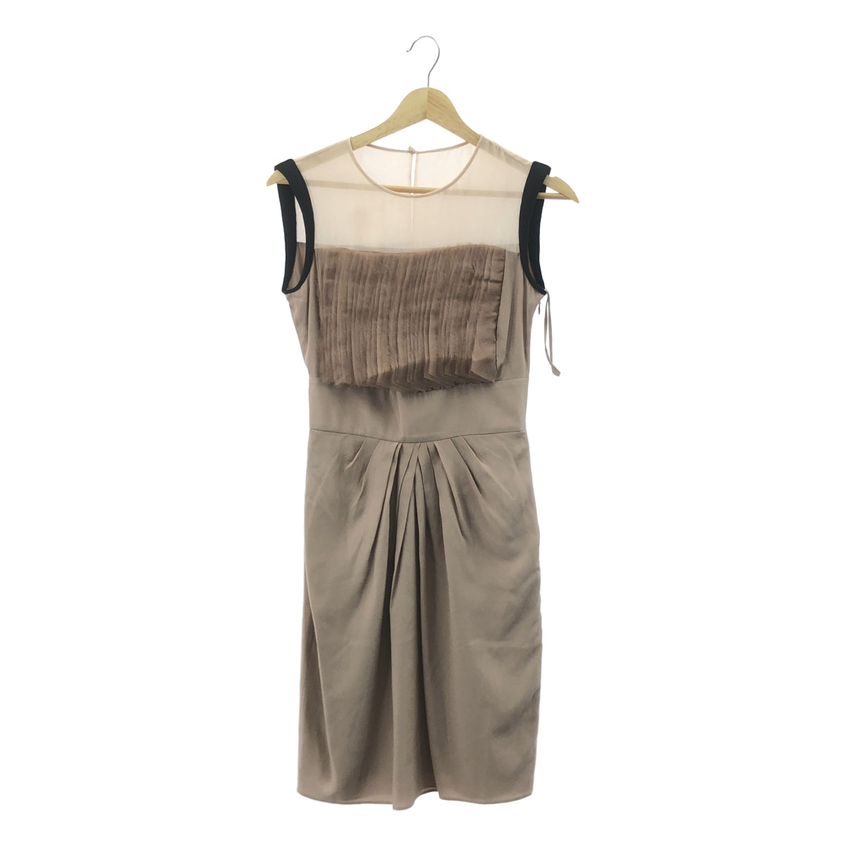 【美品】  VALENTINO / ヴァレンティノ | ノースリーブ プリーツデザイン シルクワンピース | 4 | ベージュ | レディース