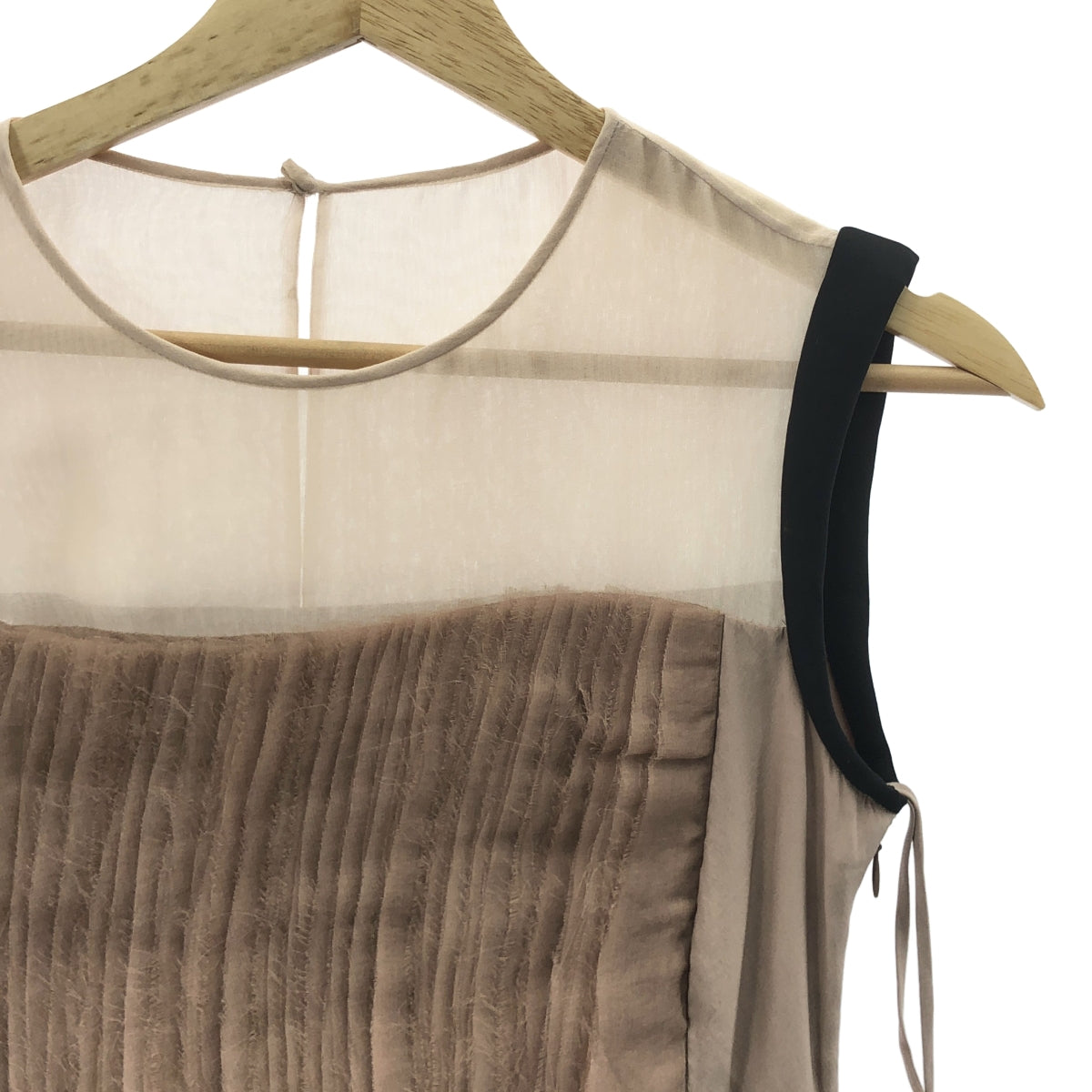 【미품】 VALENTINO / 발렌티노 | 민소매 주름 디자인 실크 원피스 | 4 | 베이지 | 여성