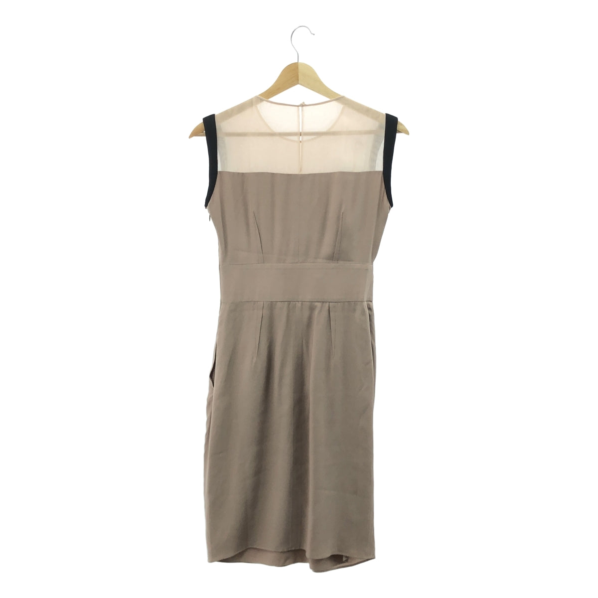 【美品】  VALENTINO / ヴァレンティノ | ノースリーブ プリーツデザイン シルクワンピース | 4 | ベージュ | レディース