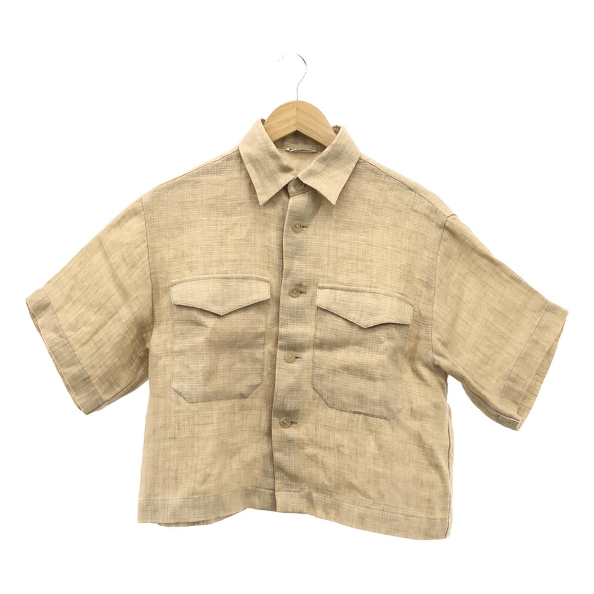 AURALEE | 2020SS | LINEN DOUBLE FACE HARF SLEEVED SHIRTS | 1 | Light beige | Women's