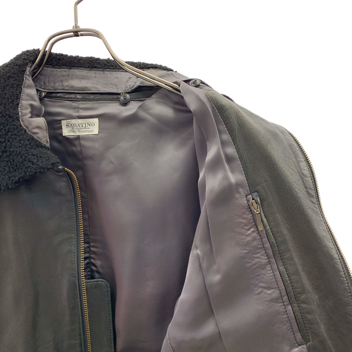 J.SABATINO / ジェイサバティーノ | ラムレザー ボアカラー ジャケット | 1 | メンズ