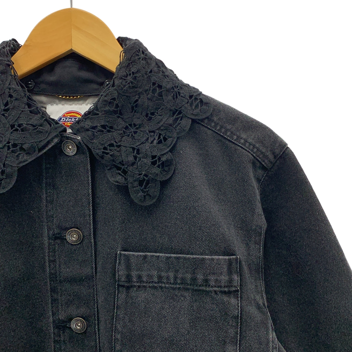 MUVEIL / 뮤베일 | × Dickies / 디키즈 착탈 가능 레이스 컬러 블랙 데님 재킷 | 38 | 여성