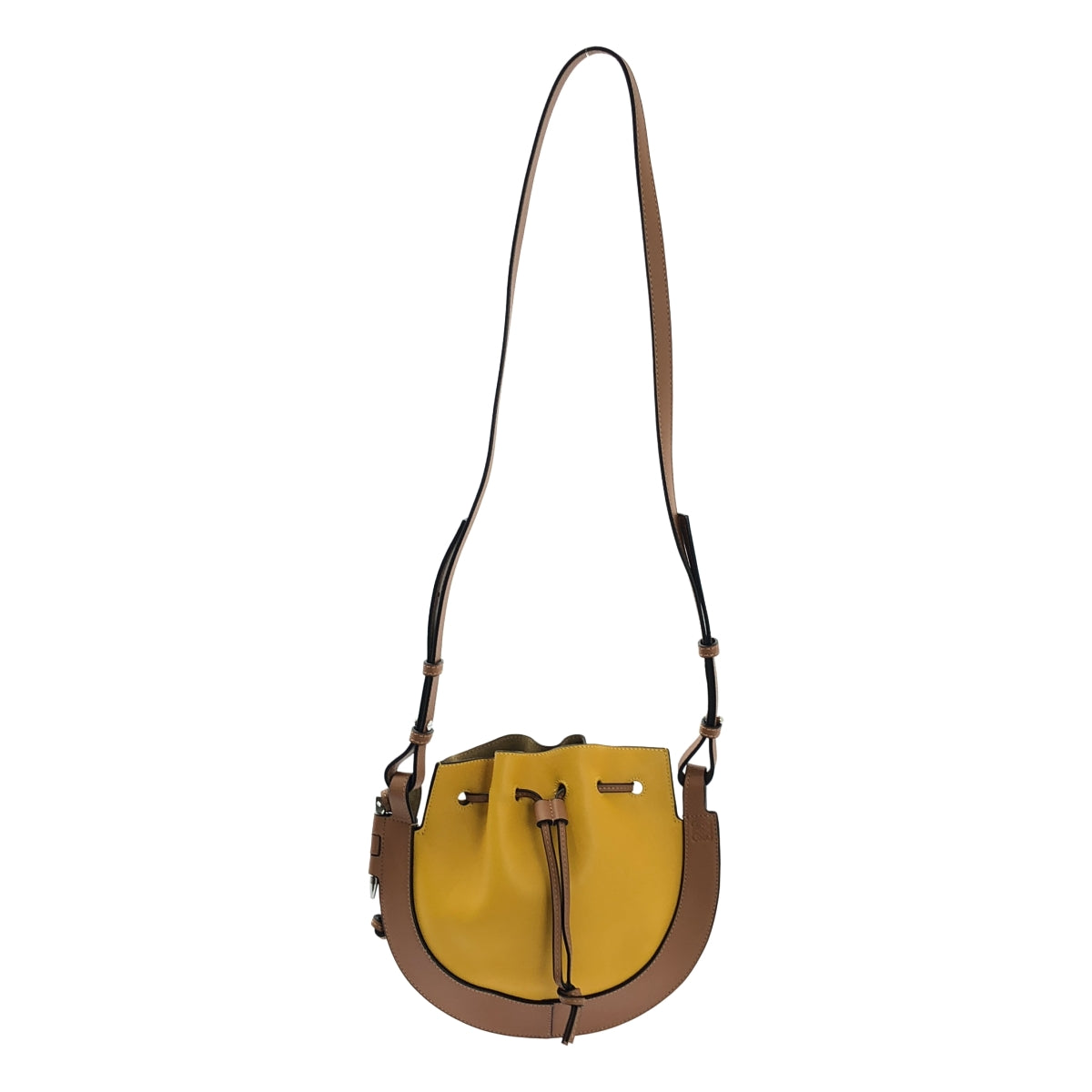 [狀況極佳] LOEWE | HORSESHOE SMALL / Horseshoe Small Anagram 皮革單肩包 | 芥末黃/棕色 | 女款