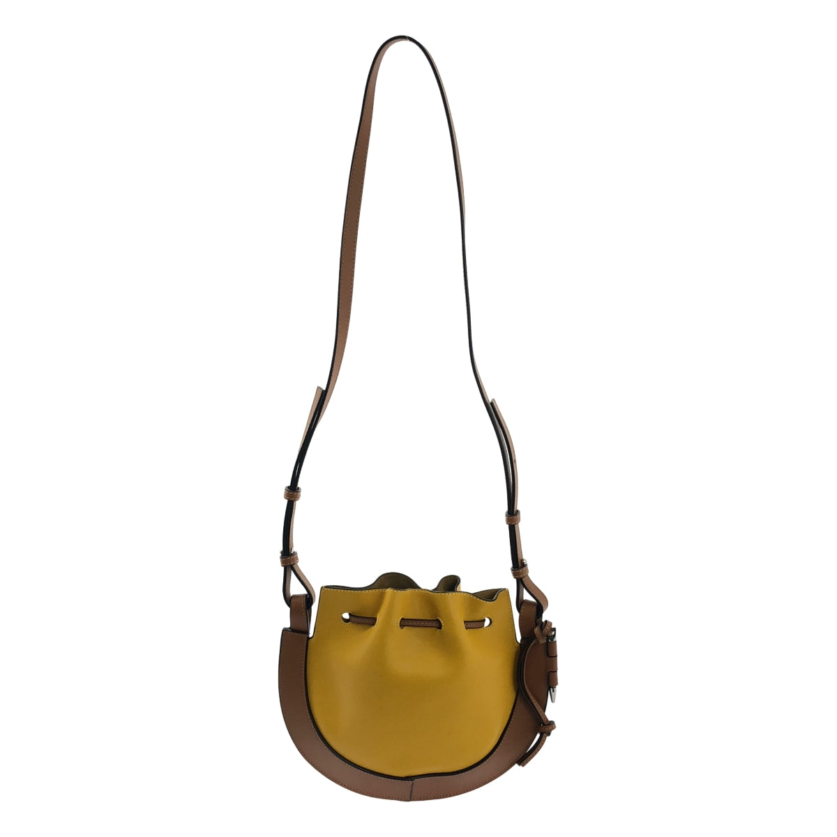 [狀況極佳] LOEWE | HORSESHOE SMALL / Horseshoe Small Anagram 皮革單肩包 | 芥末黃/棕色 | 女款