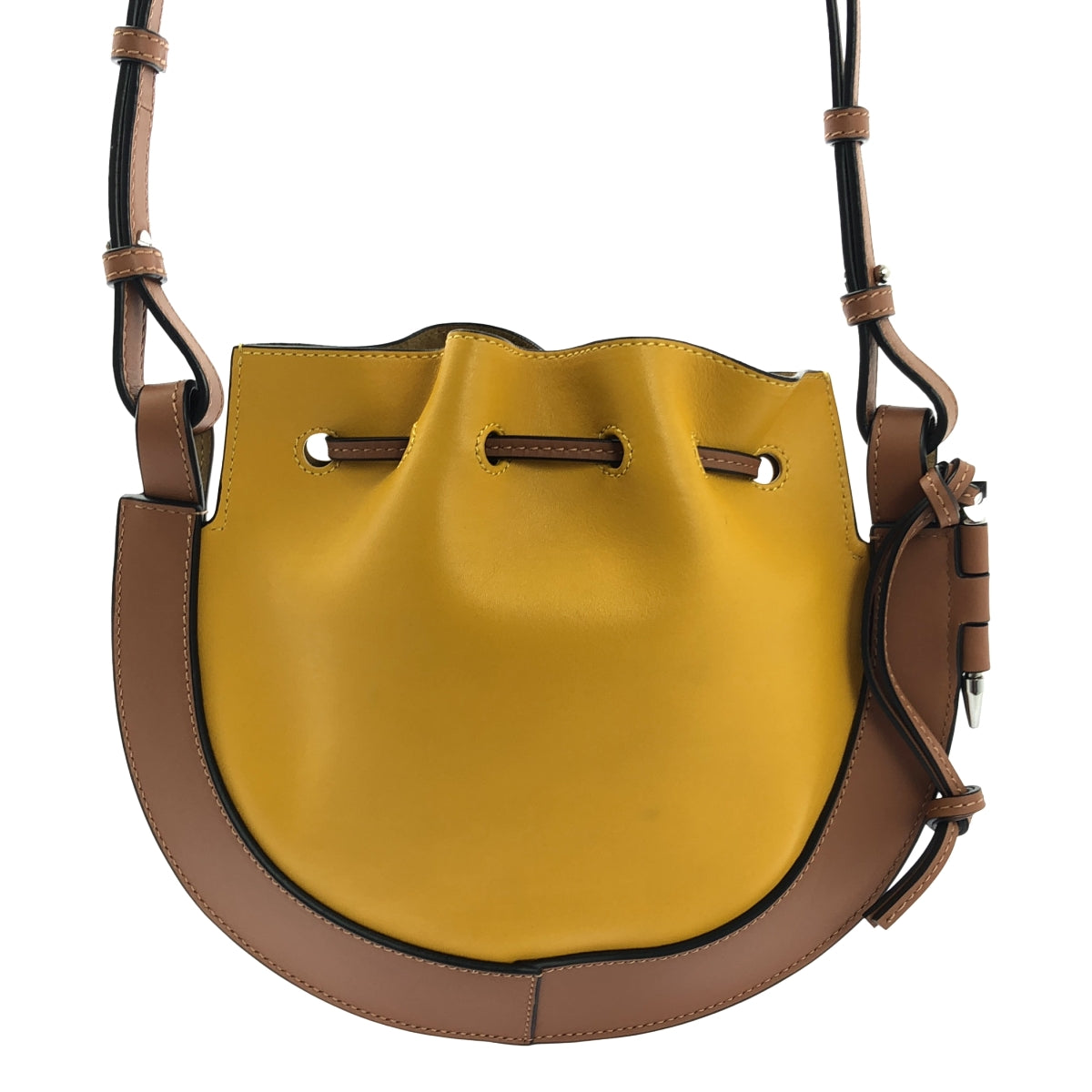 [狀況極佳] LOEWE | HORSESHOE SMALL / Horseshoe Small Anagram 皮革單肩包 | 芥末黃/棕色 | 女款