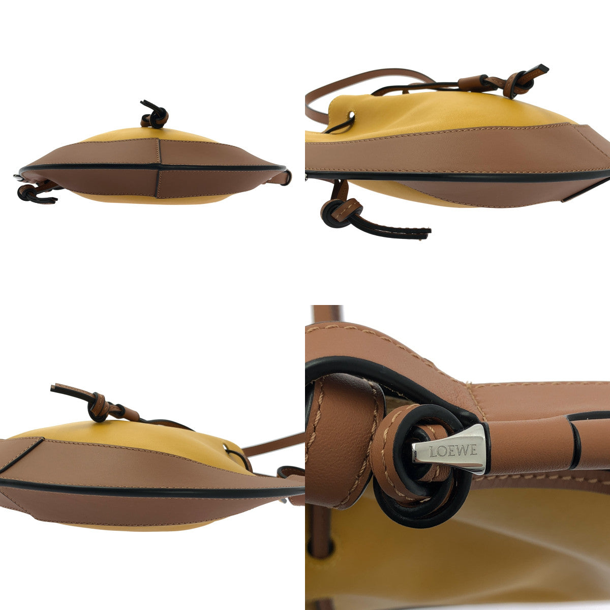 [狀況極佳] LOEWE | HORSESHOE SMALL / Horseshoe Small Anagram 皮革單肩包 | 芥末黃/棕色 | 女款