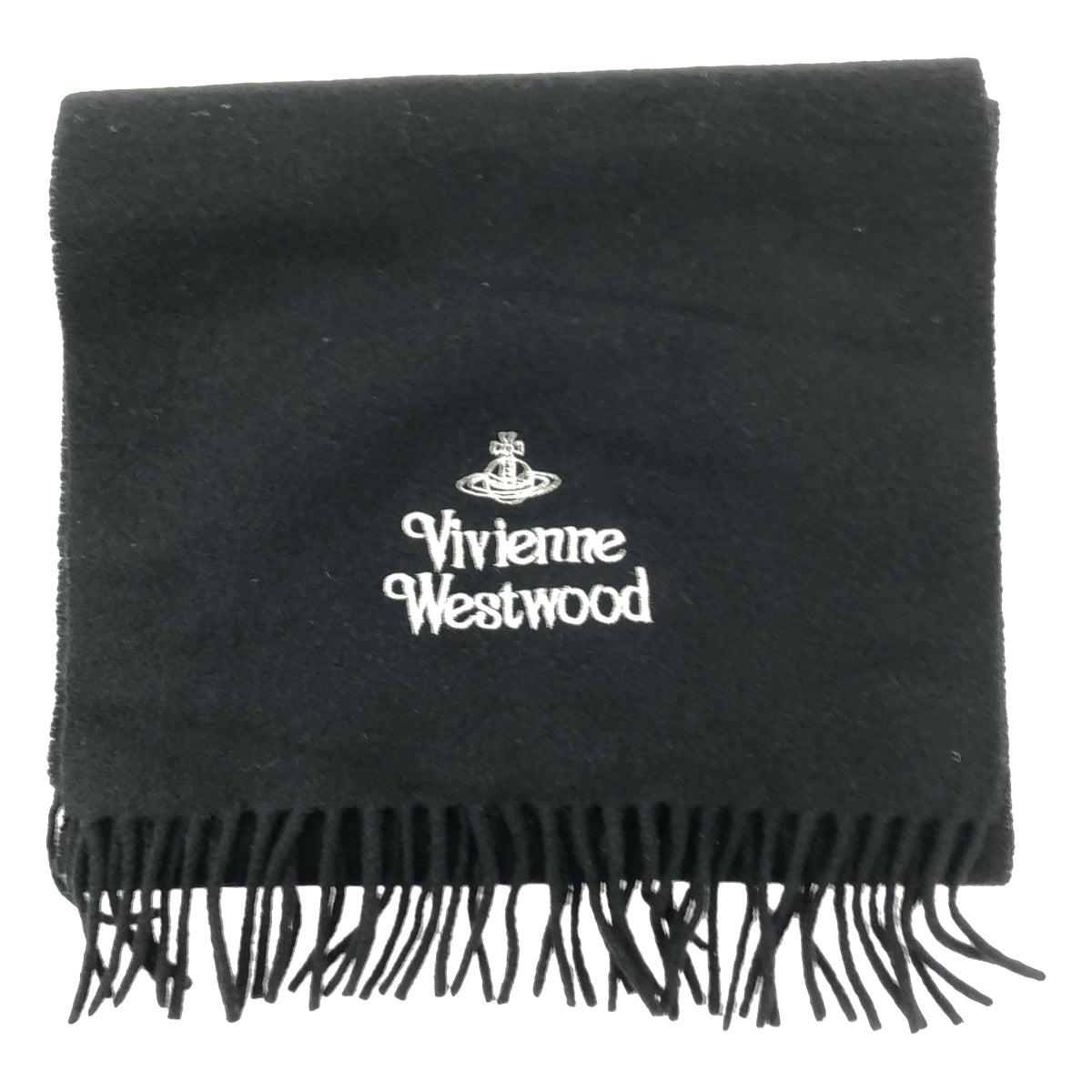 Vivienne Westwood | 標誌刺繡流蘇圍巾 | 黑色/白色 | 女款