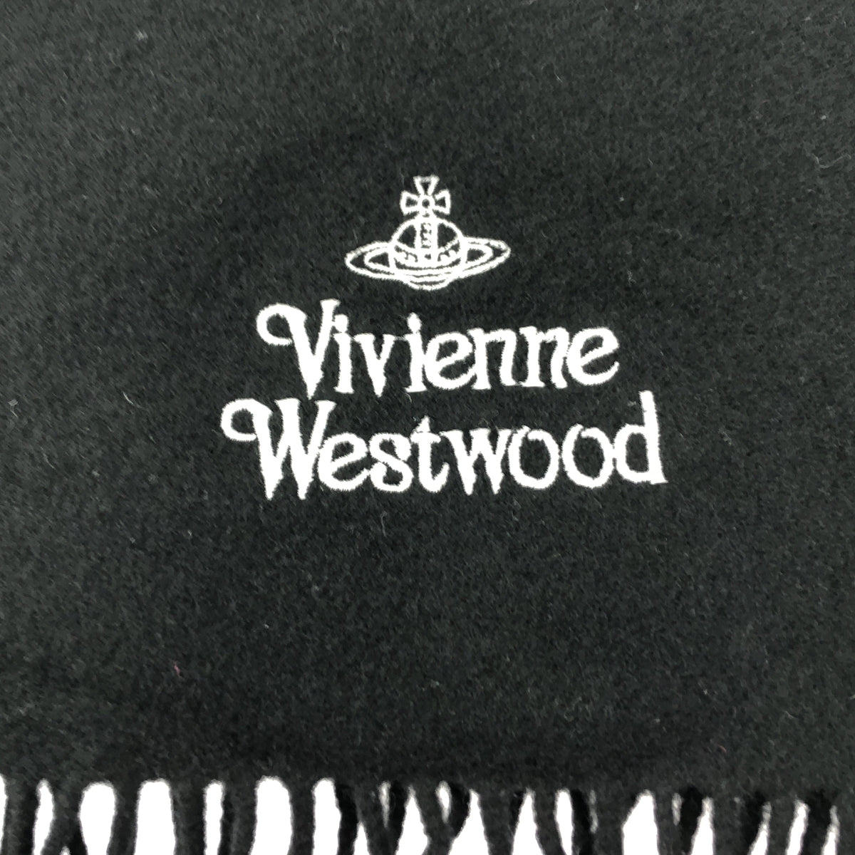 Vivienne Westwood | 標誌刺繡流蘇圍巾 | 黑色/白色 | 女款