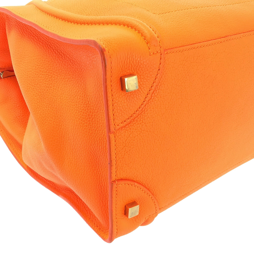【美品】  CELINE / セリーヌ | フィービー期 ラゲージ ミニショッパー レザー トートバッグ | オレンジ | レディース