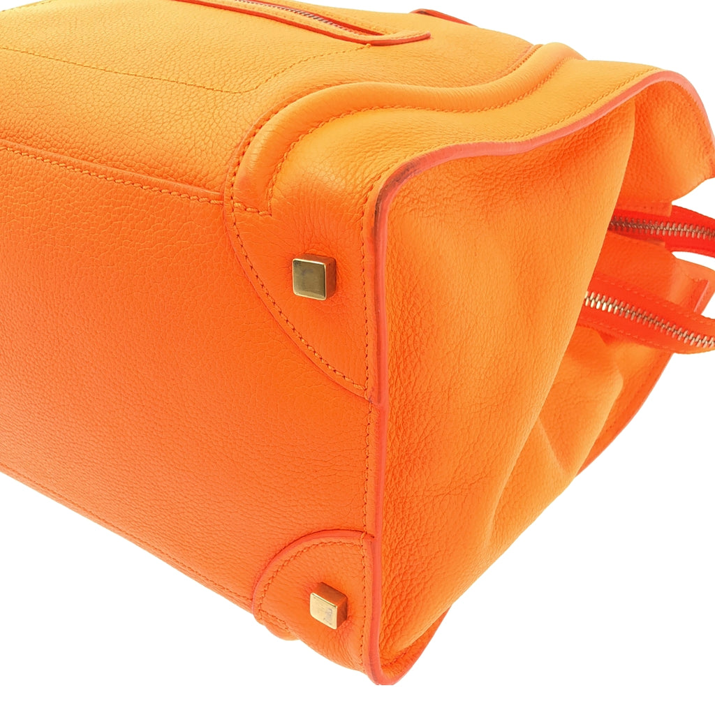 【美品】  CELINE / セリーヌ | フィービー期 ラゲージ ミニショッパー レザー トートバッグ | オレンジ | レディース