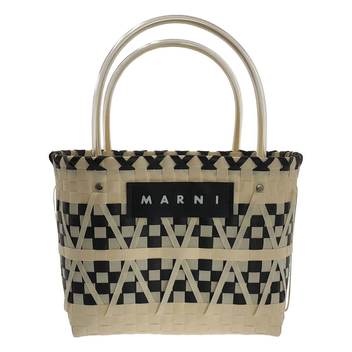 MARNI / 마르니 | 체크 무늬 바구니 로고 핸드 토트 백 |