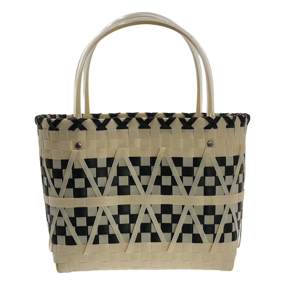 MARNI / 마르니 | 체크 무늬 바구니 로고 핸드 토트 백 |