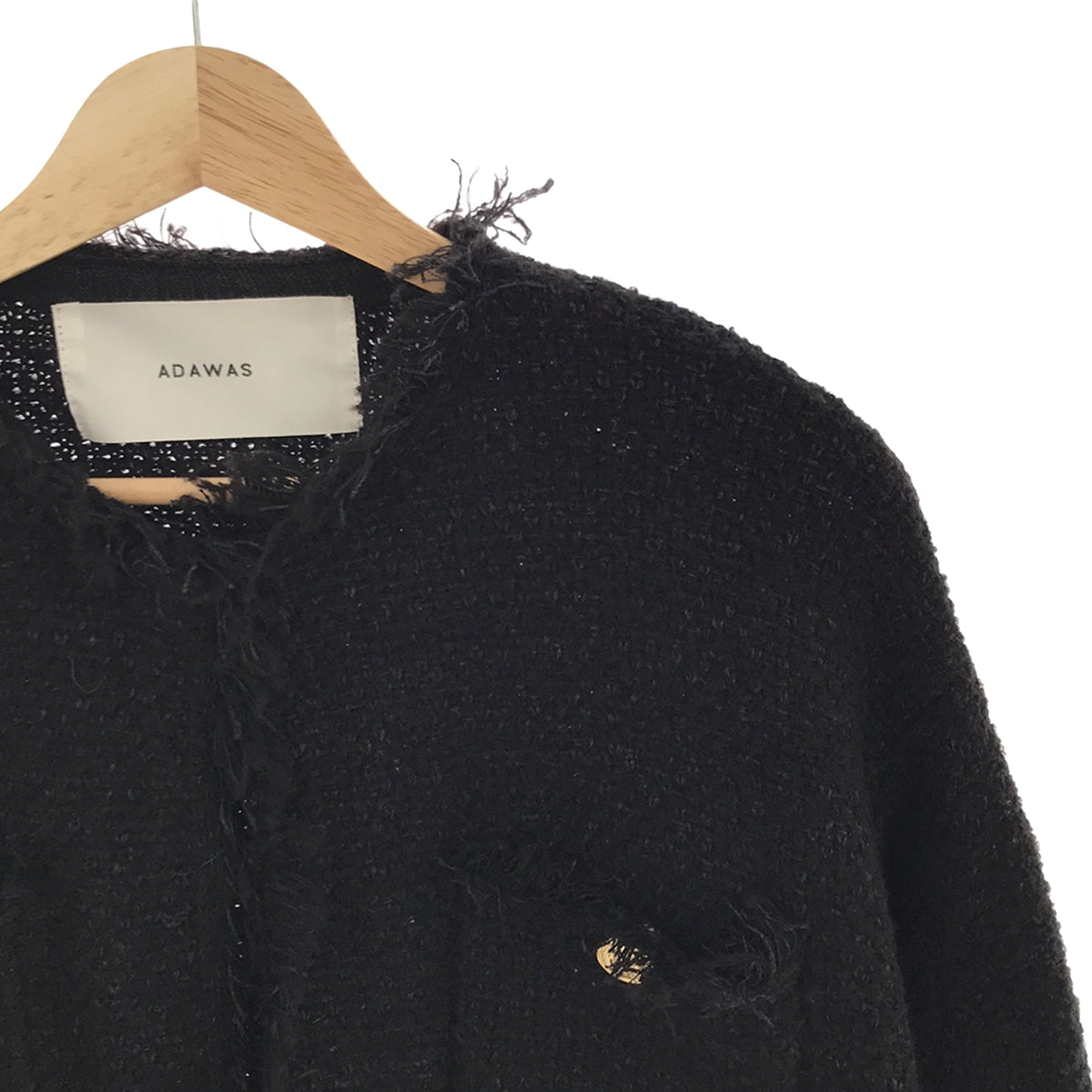 [Good Condition] ADAWAS | Knitted Tweed 4 Pocket Jacket | F | Black | Women's