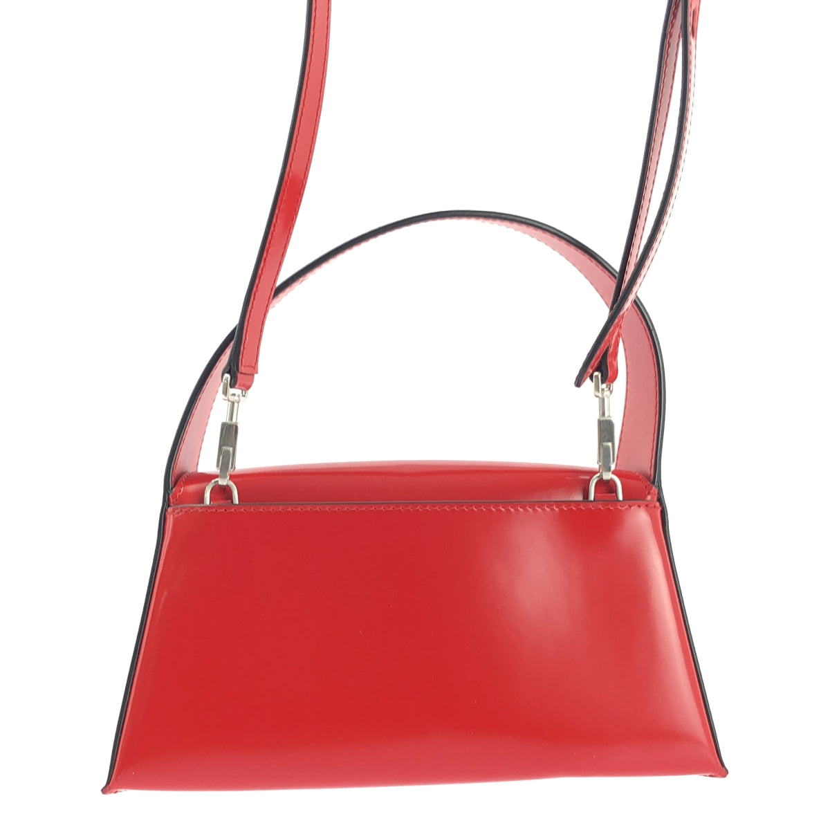 【美品】  FERRAGAMO / フェラガモ | Geometric Mini Bag / 2way ショルダー付き レザー ジオメトリック ハンドバッグ | レッド | レディース