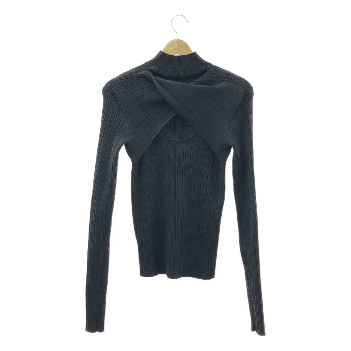 LE CIEL BLEU / ルシェルブルー | Rondom Rib Twist Knit / ランダム リブ ツイスト ウール ニット | 36 | ブラック | レディース