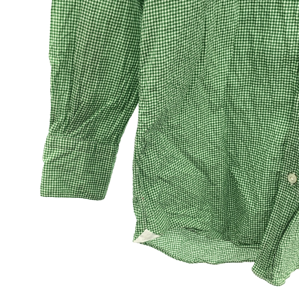 finamore / finamore | Gingham check cutaway shirt | 15 / 38 | Green | Men's