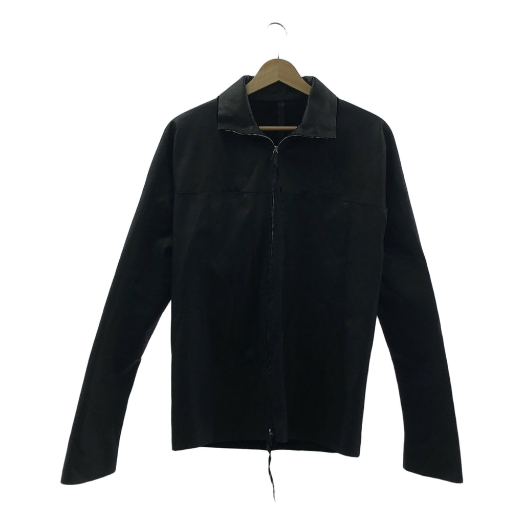 m.a+ / エムエークロス | H252DZ WAXY 1.0 / ZIPPED TALL COLLAR SHIRT カーフレザーシャツ ジャケット | 46 | ブラック | メンズ