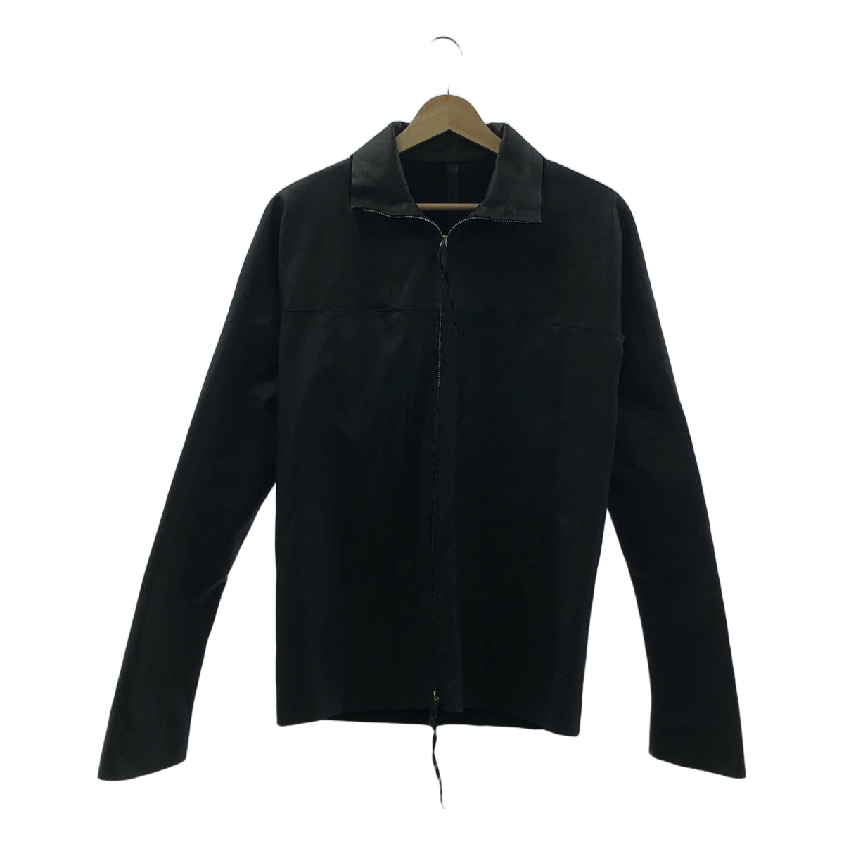 m.a+ / エムエークロス | H252DZ WAXY 1.0 / ZIPPED TALL COLLAR SHIRT カーフレザーシャツ ジャケット | 46 | ブラック | メンズ