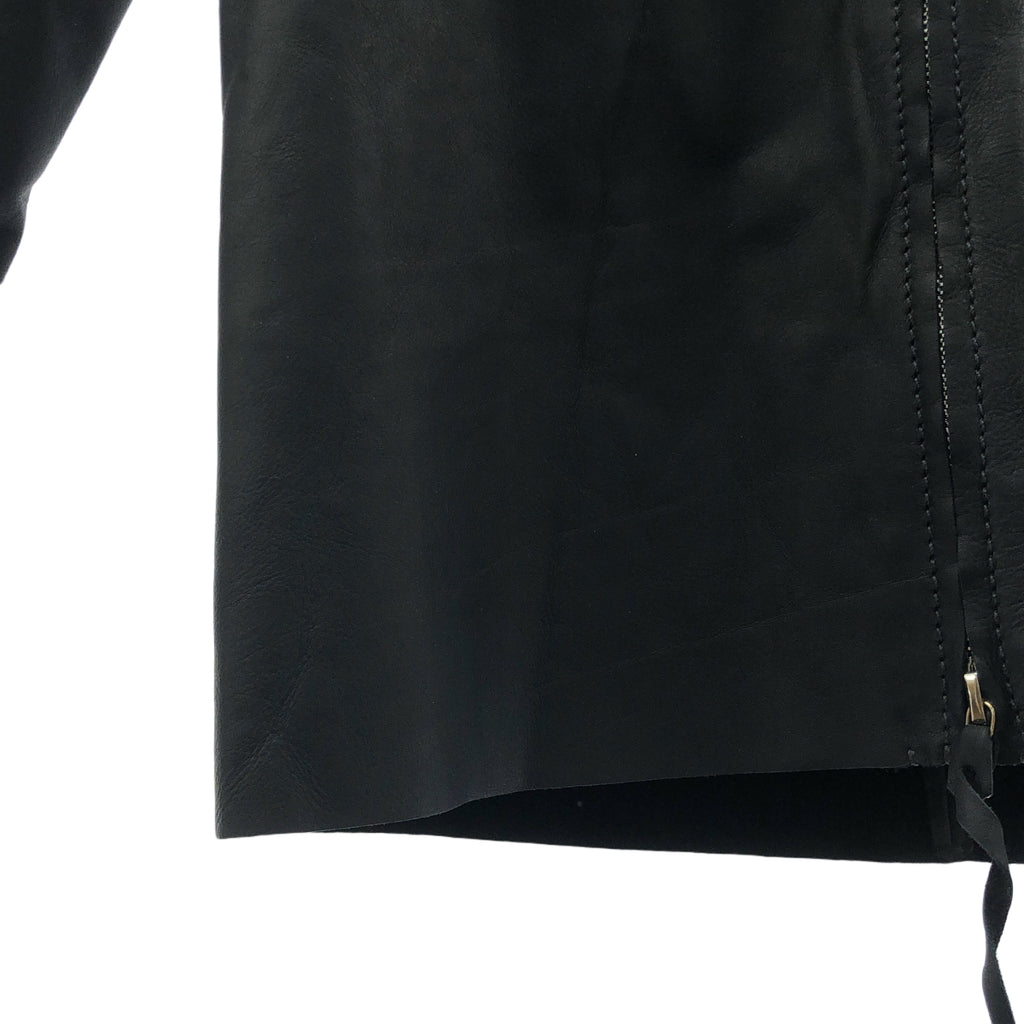 m.a+ / エムエークロス | H252DZ WAXY 1.0 / ZIPPED TALL COLLAR SHIRT カーフレザーシャツ ジャケット | 46 | ブラック | メンズ